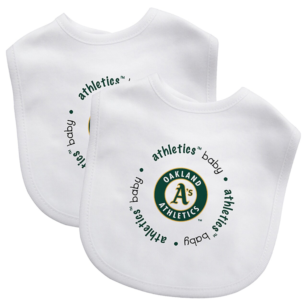 Baby Fanatic Officially Licensed Unisex Baby Bibs 2 Pack - MLB Oakland Athletics